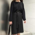 Long-sleeve T-shirt / A-line Skirt With Belt