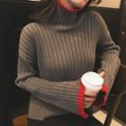 Contrast Trim High-neck Sweater
