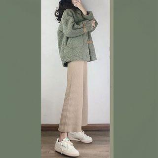 Fleece Toggle Jacket / Wide-leg Pants