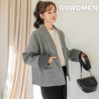 Plus Size Collarless Zip-up Blazer