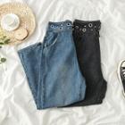 Metal-accent Denim Harem Pants