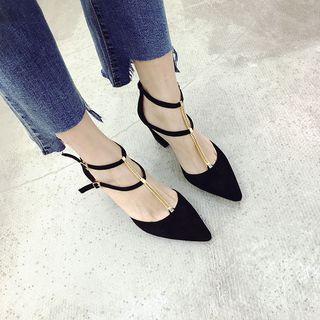 Chunky Heel Strappy Pointed Sandals