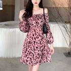 Long-sleeve Print A-line Mini Dress