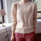 Round-neck Pointelle-knit Sweater