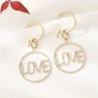 Rhinestone Love Statement Earring 1 Pair - 925 Silver - Gold - One Size
