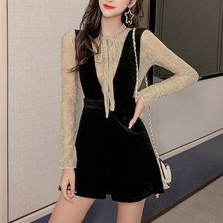 Set: Mesh Long-sleeve Top + Playsuit