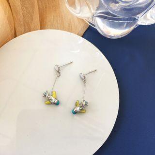 Plane Glaze Alloy Dangle Earring 1 Pair - Yellow & Green - One Size