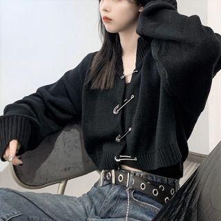 Pin Accent Cardigan Black - One Size