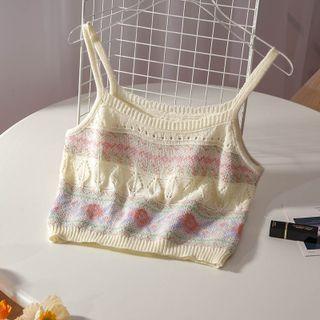 Floral Print Knit Camisole Top Pink Floral - Off-white - One Size