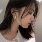 Hoop Stud Earring 1 Pair - 925 Silver - One Size