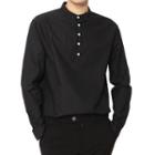 Plus Size Mandarin-collar Half-placket Shirt