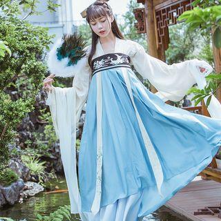 Long-sleeve Embroidery Top/strapless Dress