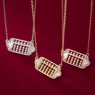 Abacus Rhinestone Pendant Sterling Silver Necklace