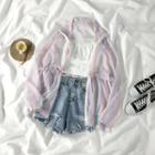 Cropped Camisole Top / Distressed High-waist Denim Shorts