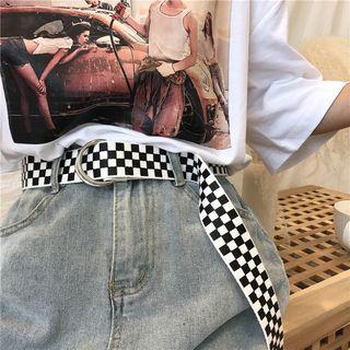 Check Canvas Belt Plaid - Black & White - One Size