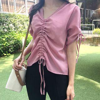 Drawcord Gingham Top