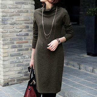Turtleneck Long-sleeve Dress