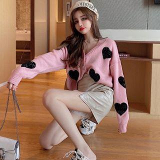 Set: Heart Cardigan Sweater + Skinny Skirt