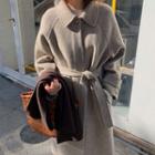 Tie Neck Coat Gray - One Size