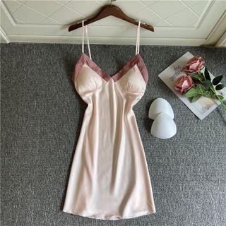 Contrast Trim Suspender Sleep Dress