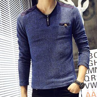 Long-sleeve Zip Detail Panel Top