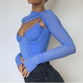 Mesh Shrug + Plain Corset Top