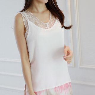 Lace-trim Chiffon Tank Top