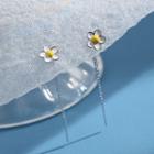 925 Sterling Silver Flower Earring 1 Pair - White & Yellow - One Size