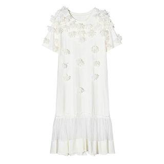 Flower Applique Short-sleeve T-shirt Dress