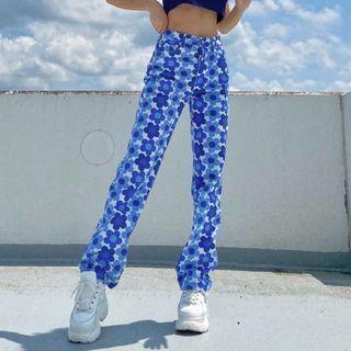 High Waist Flower Pattern Pants