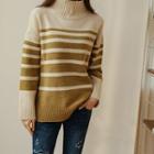 High-neck Stripe Sweater