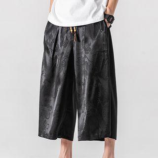 Print Satin Wide-leg Pants