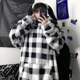 Gingham Fluffy Hoodie