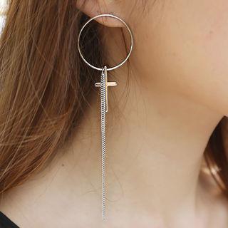 Cross & Chain Hoop Drop Earrings