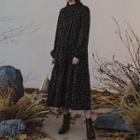 Round-neck Floral Print Puff-sleeve Dress