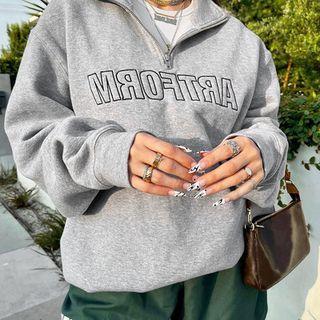 Oversize Lettering Zip-up Sweatshirt