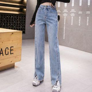 Straight-fit Slit Hem Jeans