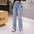 Straight-fit Slit Hem Jeans