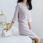 Cross Strap-side Striped Dress