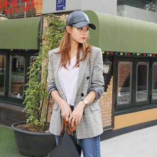 Peaked-lapel Glen-plaid Blazer