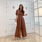 Puff-sleeve Culottes Jumpsuit