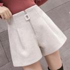 High-waist Woolen Zip Shorts