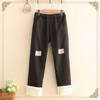 Pig Embroidered Straight-leg Pants