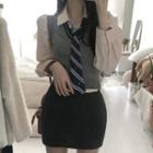 Shirt / Sweater Vest / Striped Neck Tie / Pencil Skirt / Set