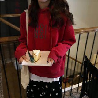 Letter Print Hoodie Red - One Size