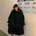 Long-sleeve Oversize Plain Shirt Black - One Size
