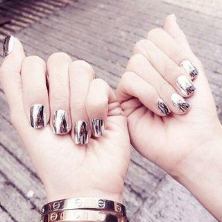 Metallic Pvc Faux Nail Tips 138 - Glue - Silver - One Size