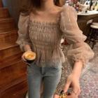 Sequined Off-shoulder Blouse Almond - One Size