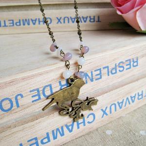 Copper Sweet Bird Beads Necklace