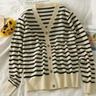 Striped Loose Cardigan Almond - One Size